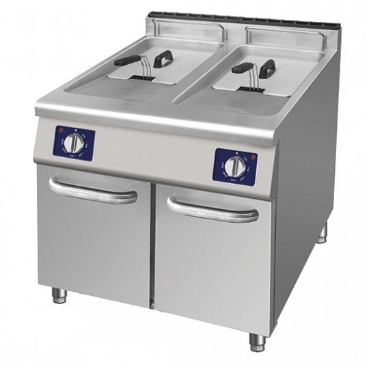 Friteuse électrique sur soubassement fermé, 17+17 litres